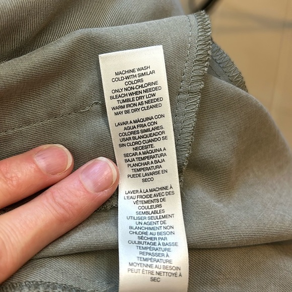 Chicos Ruffle Open Front Waterfall Duster Olive Green Jacket Chico’s Sz 2 Large - Picture 13 of 14